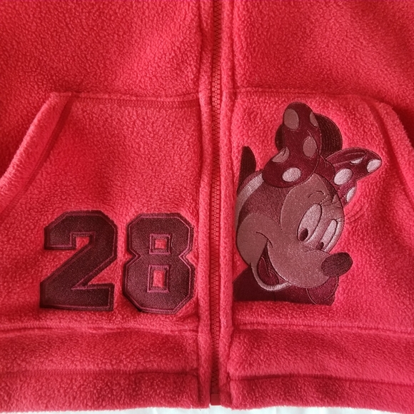 Disneyland Resort Minnie Mouse 28 Medium Size Red Fleece Hoodie Vintage Y2k - Picture 5 of 13
